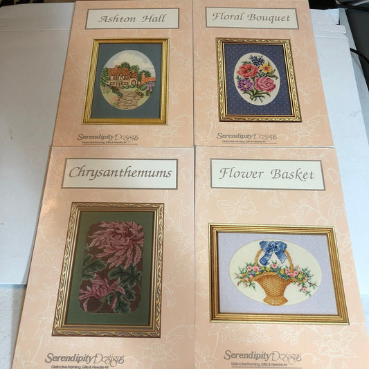 Serendipity Designs, Set Of 4, Vintage 1990, Counted Cross Stitch Chart*