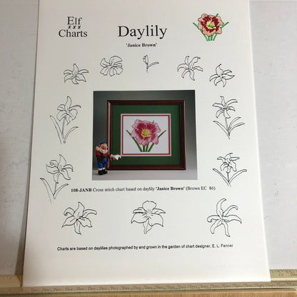 Elf Charts, Daylily, Janice Brown, Vintage 2000, Counted Cross Stitch Chart
