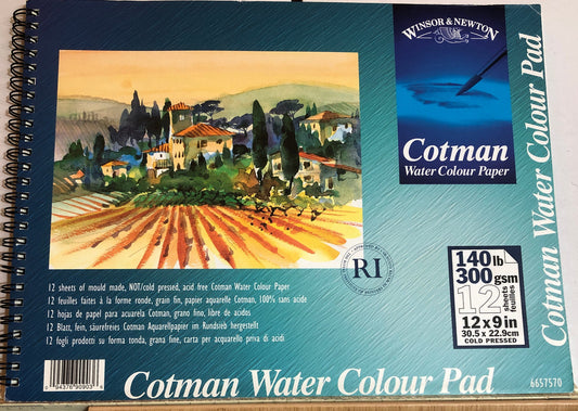 Windsor & Newton, Cotman Water Colour Paper,  140lb. 12 by 9 Inches12 Pages