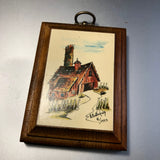 Red Barn, Wooden Plaque, Vintage 1973, Collectible Wallhanging, 2 by 3 Inches