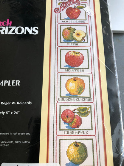 Janlynn, Monarch Horizons, Apple Sampler, CS45, Vintage 1988, Counted Cross Stitch Kit*