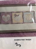 Annaliese Noel Designs, Hearts In A Row, Vintage 1997, Counted Cross Stitch Chart with Embellishments