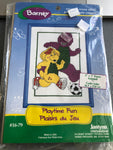Janlynn, Barney Playtime Fun, Cross Stitch Kit With Frame Included, 5 By 7 Inches
