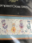 Golden Bee, Aerobic Cats Picture, Vintage 1986, Stamped Cross Stitch Kit*