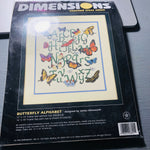 Dimensions, Butterfly, Alphabet, Vintage 1998, Counted Cross Stitch Kit* *12 by 14 Inches, 14 Count Ivory AIDA