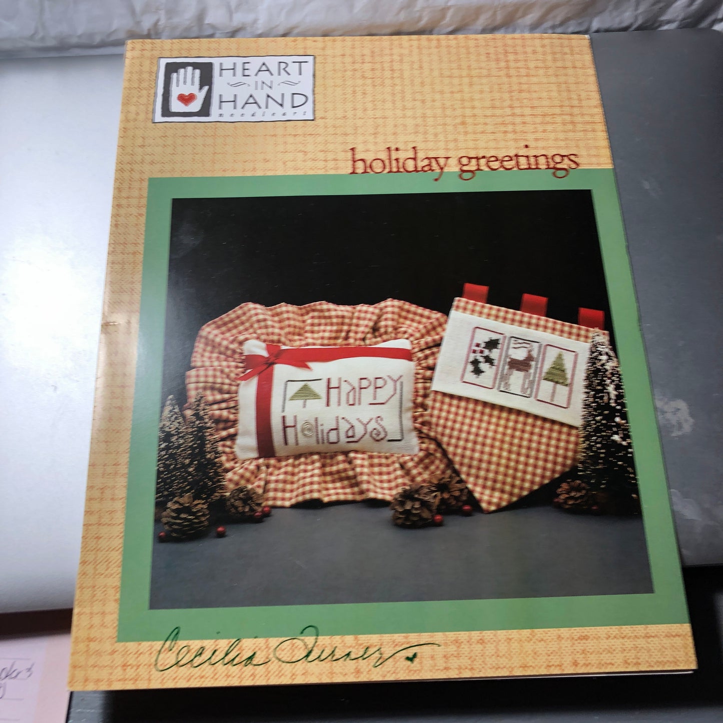 Heart In Hand holiday greetings Cecilia Turner Vintage 2002  Counted Cross Stitch Chart