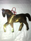 Brass Bear and Brass Horse, Set Of 2, Vintage Christmas Tree Ornaments