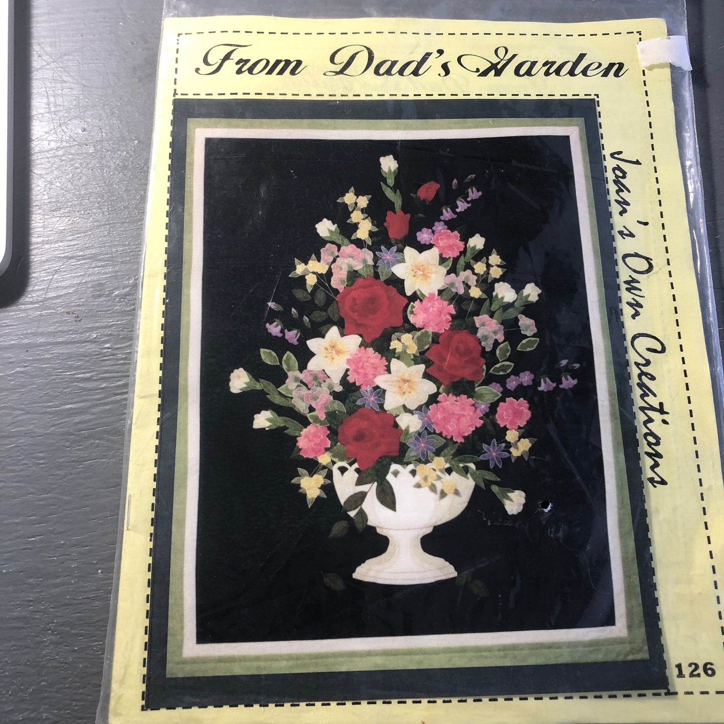 John's Own Creation, From Dad's Garden, Vintage 1999, Applique' Pattern, 34 by 32 Inches