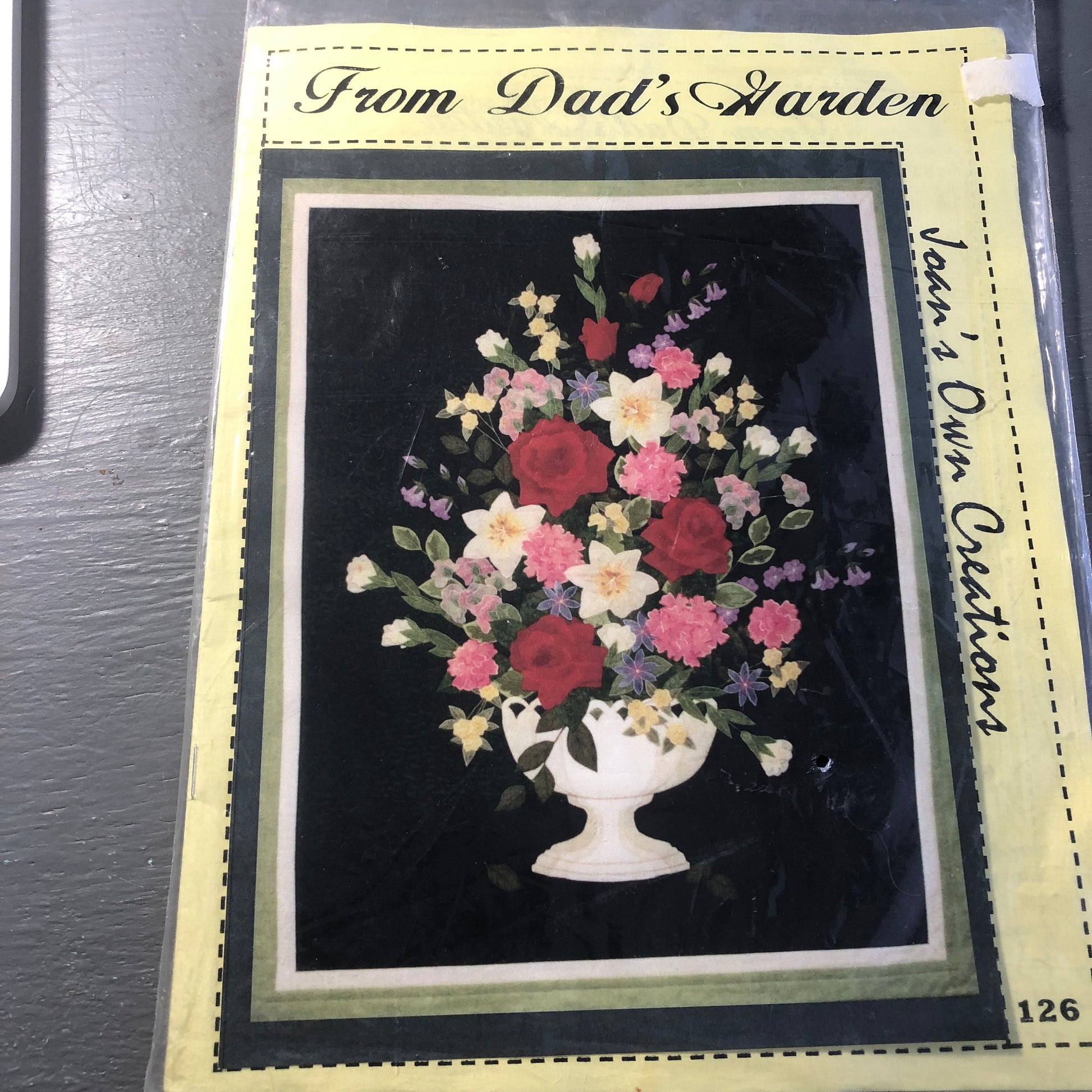 John's Own Creation, From Dad's Garden, Vintage 1999, Applique' Pattern, 34 by 32 Inches