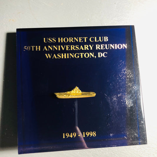 USS Hornet Club, 50th Anniversary Reunion, Washington, DC Dated 1949-1998, Lexan Plaque
