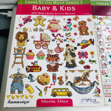 Cross Stitch Motif Series 2, Baby & Kids, and Series 3, Borders, Set Of 2, Cross Stitch Soft Cover Books