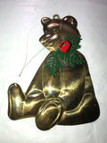 Brass Bear and Brass Horse, Set Of 2, Vintage Christmas Tree Ornaments