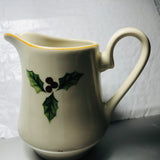 Merry Brite, Holly Motif, Porcelain Mini pitcher, 4 inch collectible serving pitcher