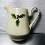 Merry Brite, Holly Motif, Porcelain Mini pitcher, 4 inch collectible serving pitcher