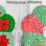 Poinsettia Wreath Vintage Fabric Panel