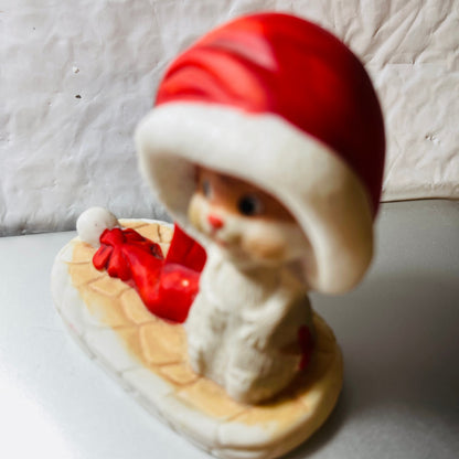 Little Mouse in a Big Santa Hat, Vintage Collectible Figurine