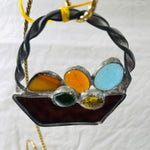 Stained Glass, Basket of Colored Eggs, Vintage Collectible