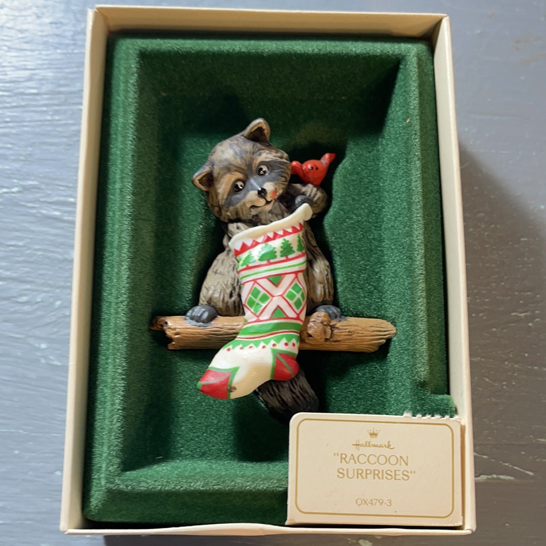 Hallmark, Raccoon Surprises, Vintage 1982, QX4793