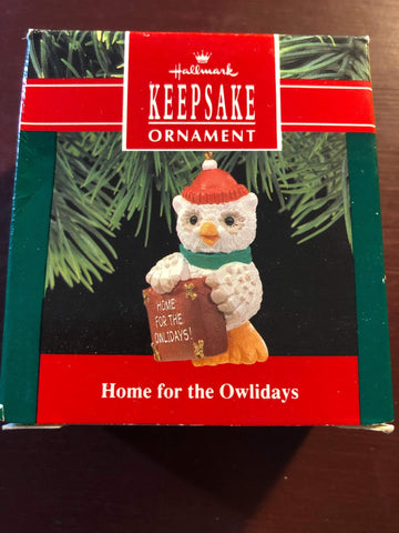 Hallmark, Keepsake, Ornament, Home for the Owlidays, Vintage 1990, QX518-3