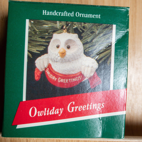 Hallmark, Owliday Greetings, Vintage 1990, Keepsake Ornament