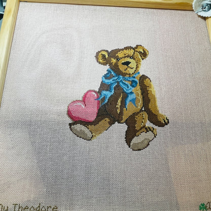 My Theodore, Needlepoint Canvas in Frame, 16 by 16 Inches