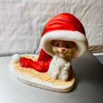 Little Mouse in a Big Santa Hat, Vintage Collectible Figurine