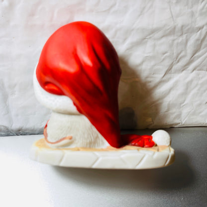 Little Mouse in a Big Santa Hat, Vintage Collectible Figurine