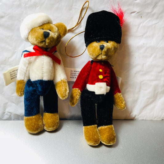 Nutcracker Soldier, and Sailor, Set Of 2, Teddy Bears, Stuffed Ornaments