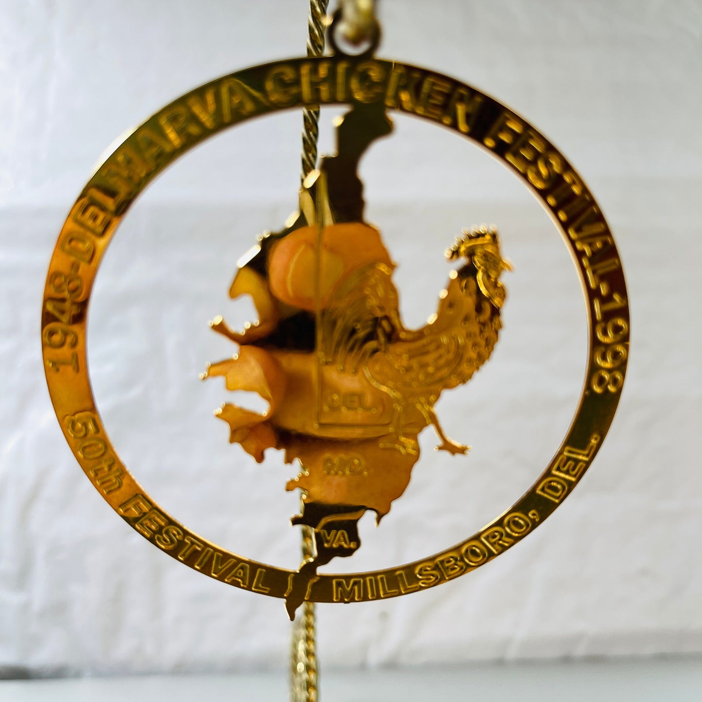 Delmarva Chicken Festival, 50th Anniversary 1948-1998, Gold Tone Ornament