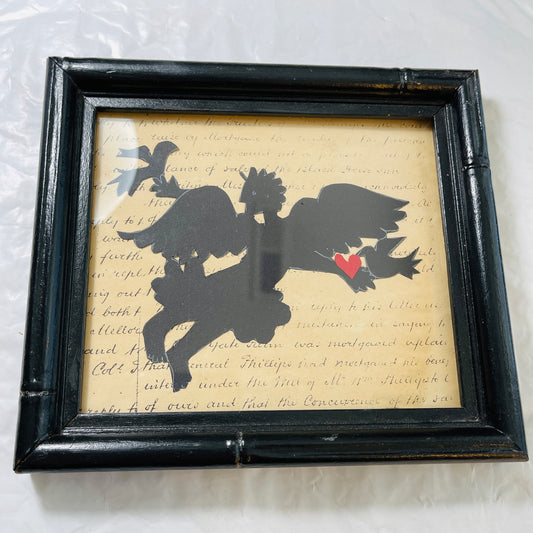 Scherenschnitte, Cupid Valentines, St Of 2, Framed Pictures, Vintage Collectible