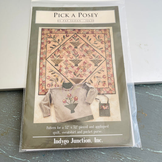 Indygo Junction, Pick A Posey, by Pat Sloan, 11639, Vintage 2000, Quilt Pattern
