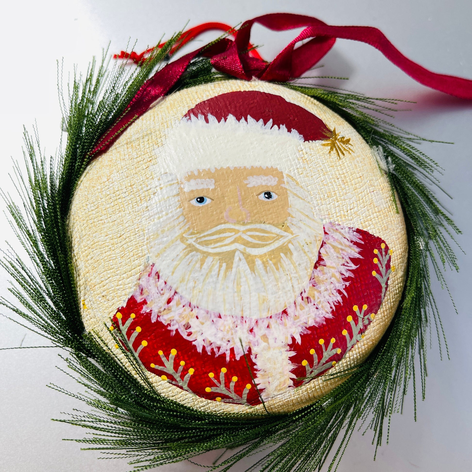 Painted Santa Face, Seasons Greetings, From Knoxville TN, Souvenir Collectible Ornament