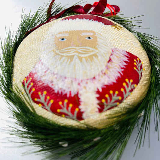 Painted Santa Face, Seasons Greetings, From Knoxville TN, Souvenir Collectible Ornament