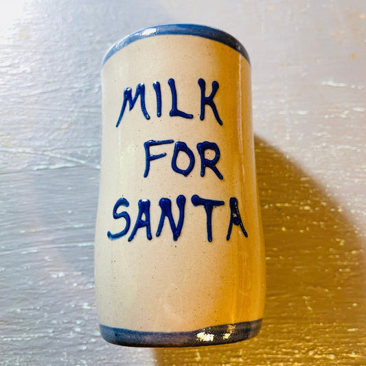 BBP Crockery, Milk For Santa, Blue Trimmed, Vintage 1996, Crock Wear Mug
