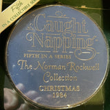 Hallmark, Norman Rockwell #5 - Caught Napping, Dated 1984, Cameo Ornament, QX341-1