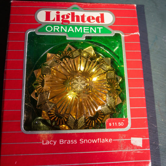 Hallmark, Lacy Brass Snowflake, Vintage 1987, Lighted Ornament