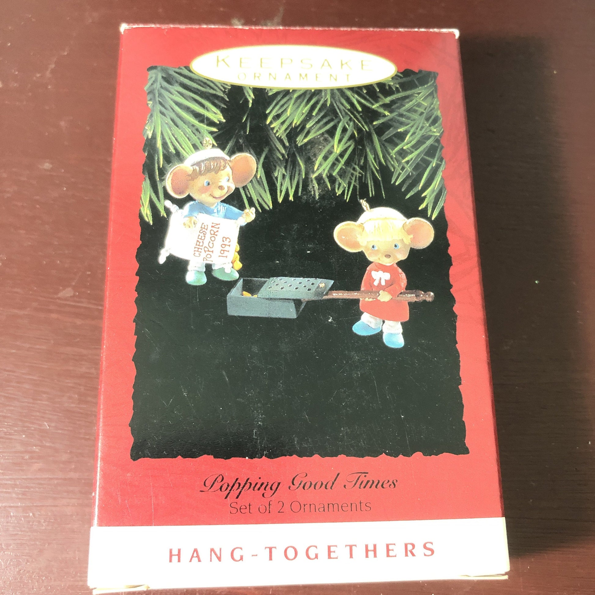 Hallmark, Popping Good Time, Set of 2, Dated 1993, Keepsake Ornaments, Hang Togethers