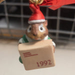 Hallmark, Chipmunk Parcel Service, Club - Miniature, Dated 1992, Keepsake Ornament, QXC5194
