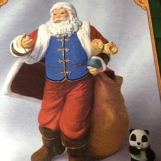 Hallmark, Santa Claus With Panda, set of 2, Dated 2001, Keepsake Ornament, QXI5395, Handcrafted