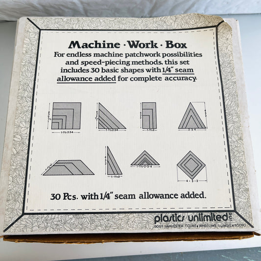 Plastics Unlimited, Machine Work Box, 30 Basic Shapes, For Patchwork Possibilities