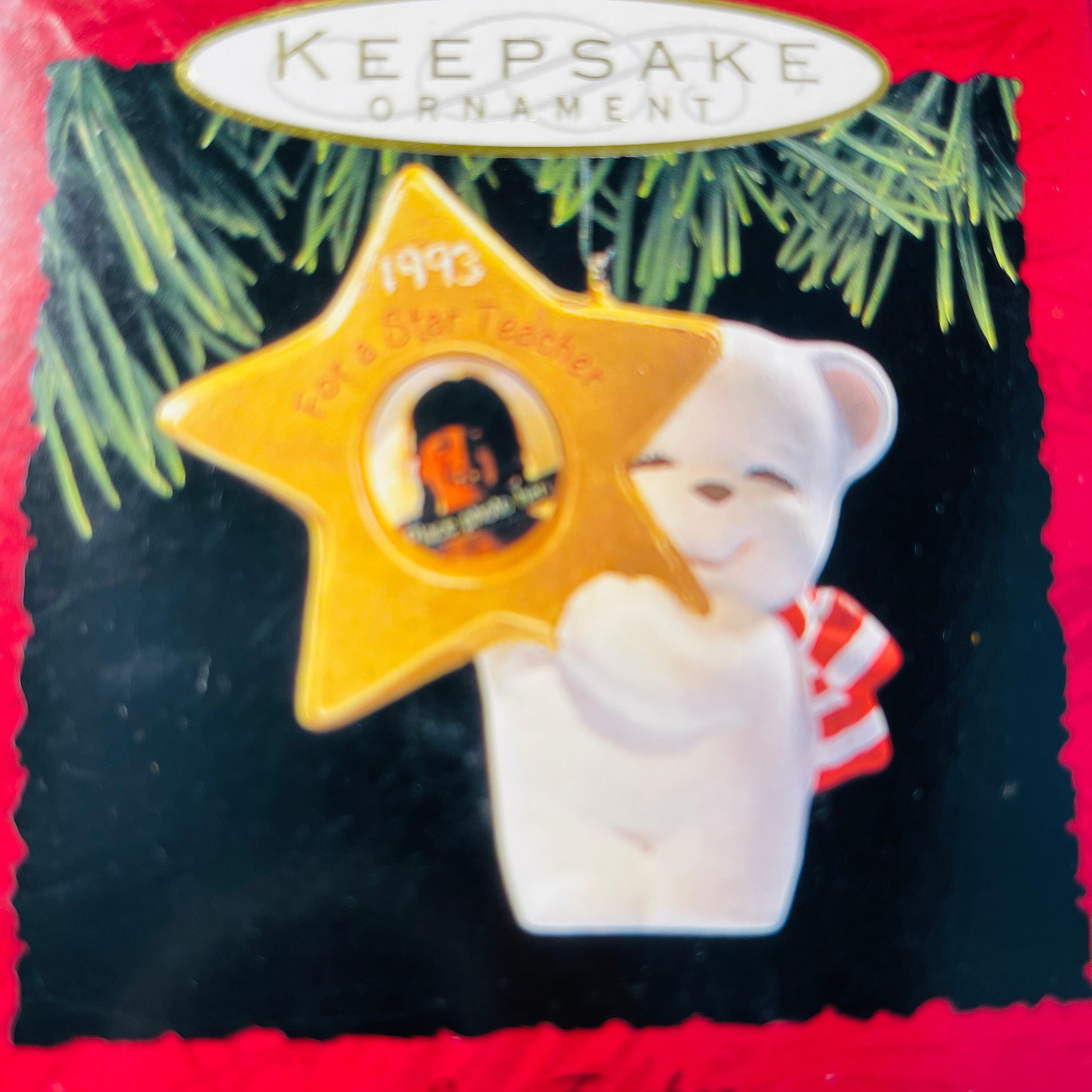 Hallmark, For A Star Teacher, Dated 1993, Keepsake Photo Holder Ornament, QX564-5
