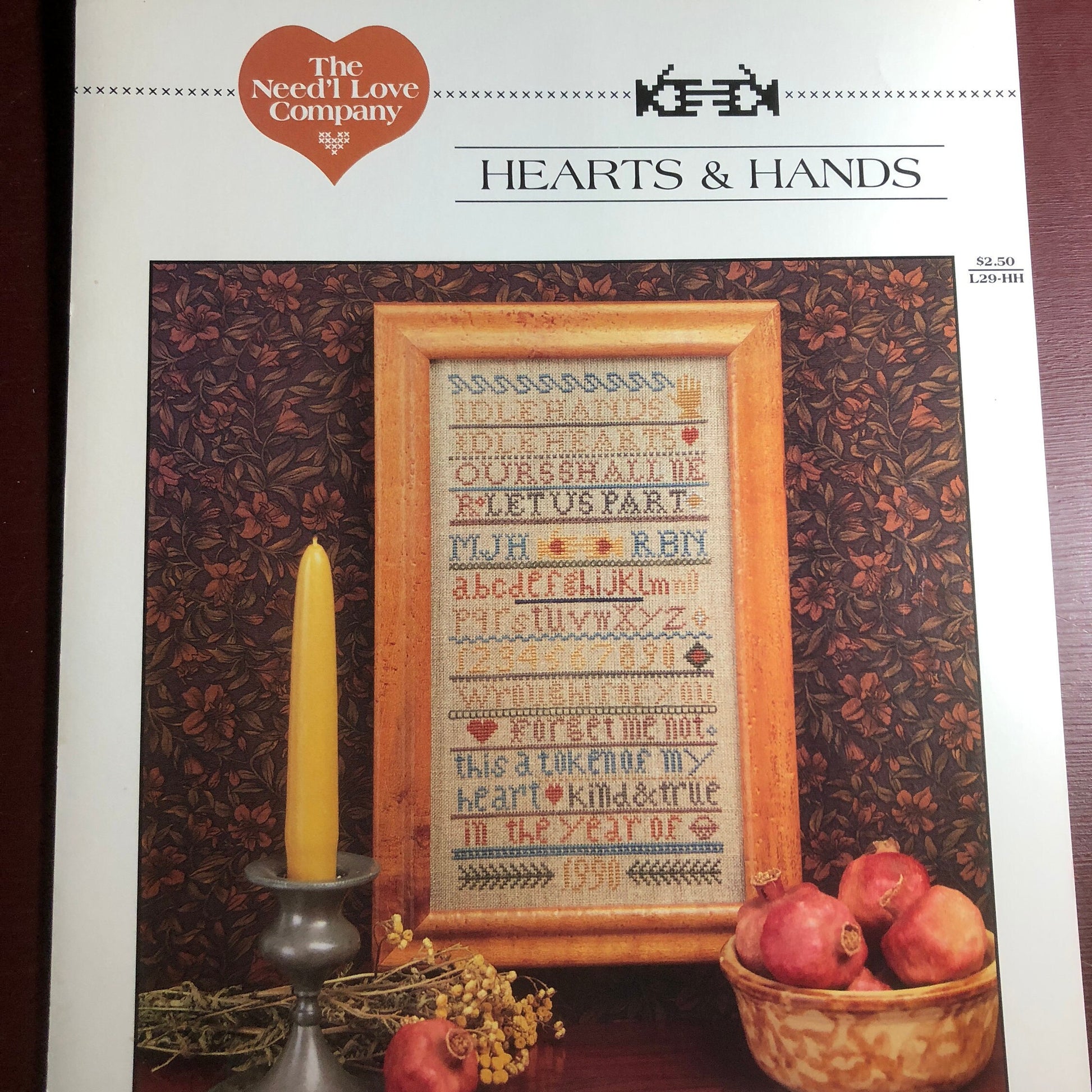 The Need'l Love Company, Hearts & Hands, Designed by, Rhonda Manley, Vintage 1990, Counted Cross Stitch, Pattern Book