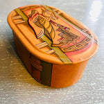 Lady Playing Harp, Beautiful Romanesque Trinket Box, Vintage Collectible