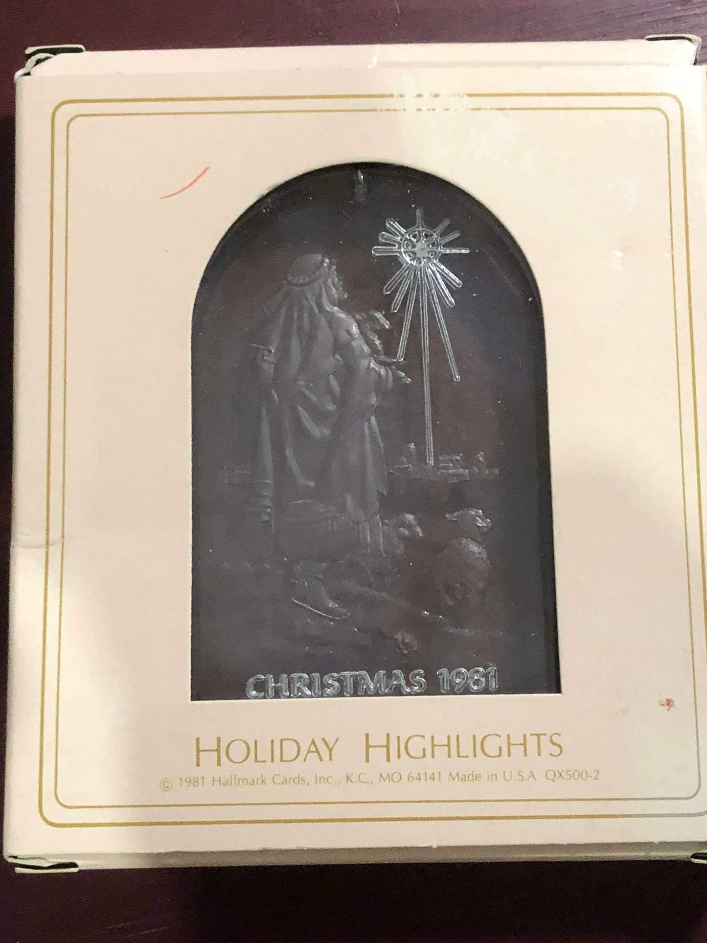 Hallmark, Shepherd Scene, Holiday Highlights, Dated Christmas 1981, Acrylic Ornament, QX5002