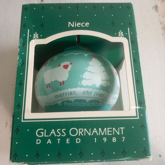 Hallmark, Niece, Teardrop Shape, Vintage 1987,, Keepsake Glass Ornament, QX2759*