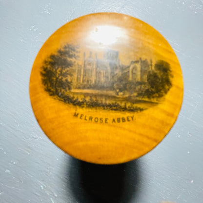 Melrose Abby- Kelce, Abby-Floors Castle, Wooden Snuff Box, Vintage Tobacciana Collectible