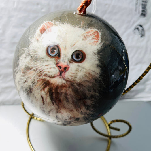Martha Kelley, Kitten , Memory Ball, Round Glass Vintage 1976, Collectible Ornament