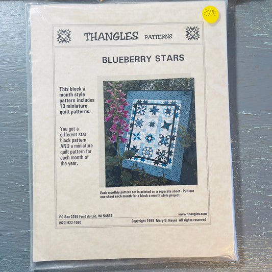 Thangles Patterns, Blueberry Stars, Block A Month, Vintage 1999, Quilting Pattern*