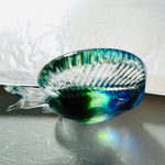 Art Glass, Blue and Green, Striped,  Tropical Fish, Vintage Collectible