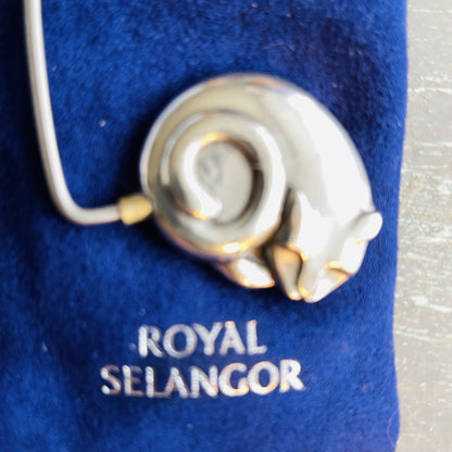 Royal Selangor, Pewter Curled Up Cat, Magnetic Handbag Hook